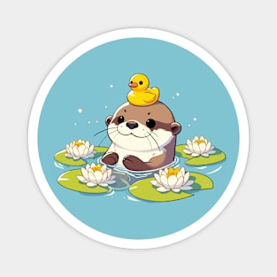 Kawaii Anime Otter Bath With Rubber Bath Duck Magnet